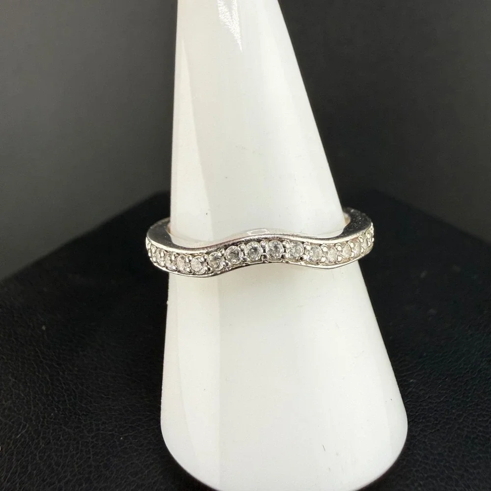 Vintage QVC Epiphany Sterling Silver Band Ring CZ Size 9